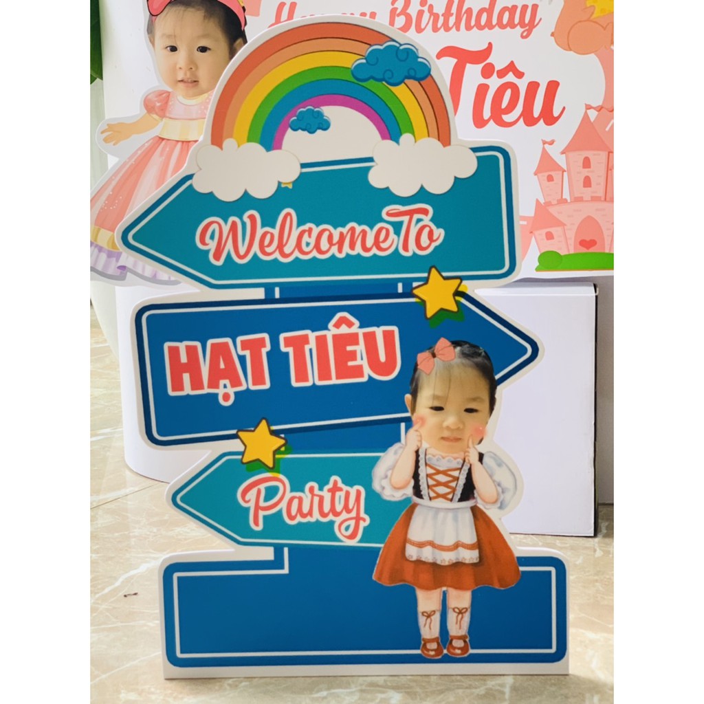 Combo bé gái MX020 ⚡️𝐌𝐈𝐄̂̃𝐍 𝐏𝐇𝐈́ 𝐒𝐇𝐈𝐏⚡️ chibi, bảng tên, welcome sinh nhật, trang trí sinh nhật bàn tiệc thiết kế riêng