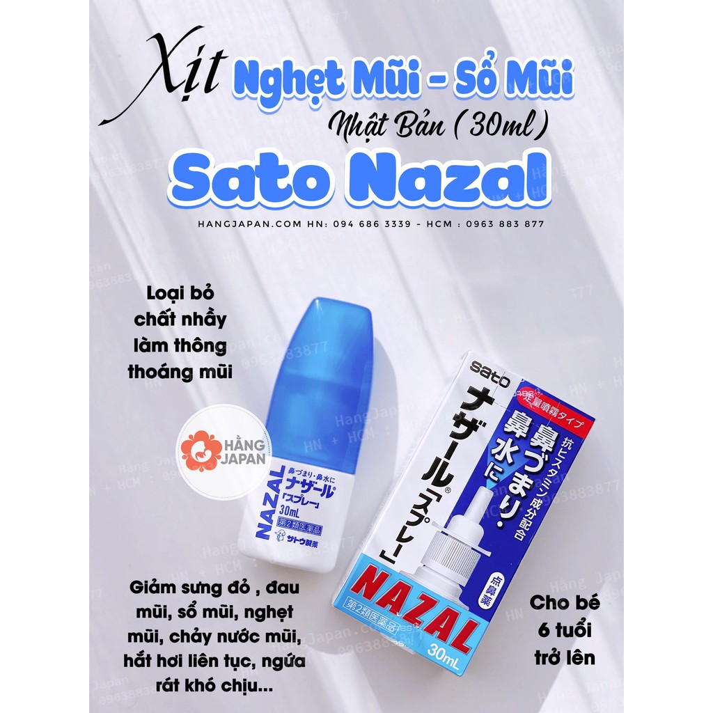 Xịt mũi Sato Nazal Nhật Bản 30ml cho bé từ 7 tuổi trở lên