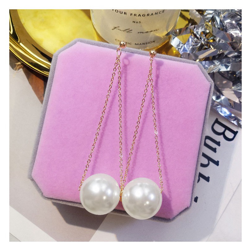 Đôi khuyên tai dáng dài đính ngọc trai giả thời trang xinh xắn cho nữ