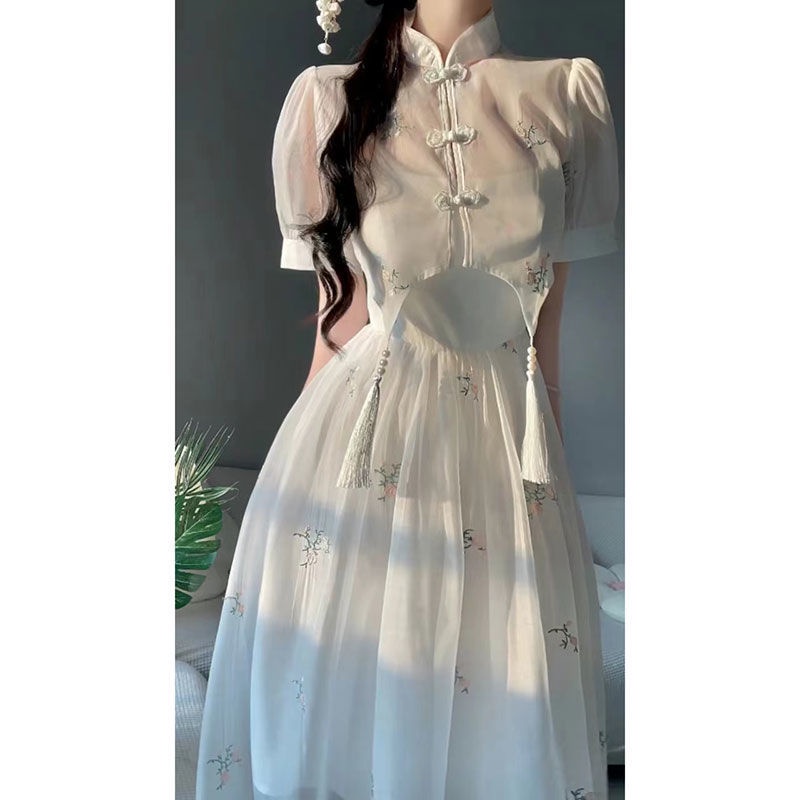 Đầm Sườn Xám Trung Hoa Mới   Ngắn Phong Cách Retro Phương Tây Cao Cấp Mùa Hè Se