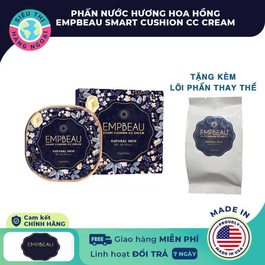 Phấn Nước Empbeau Smart Cushion CC Cream - Tặng lõi phấn [Bền màu cao;dưỡng ẩm cho da;hương thơm;phù hợp mọi loại da]