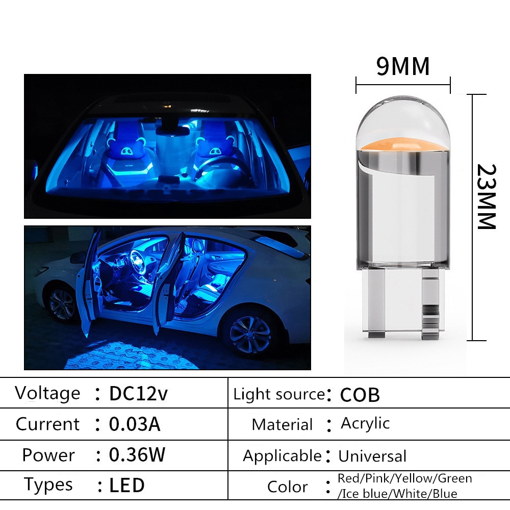 1 Đèn Chiếu Sáng Biển Số Xe Hơi W5W T10 3000k 6000k 7 Màu