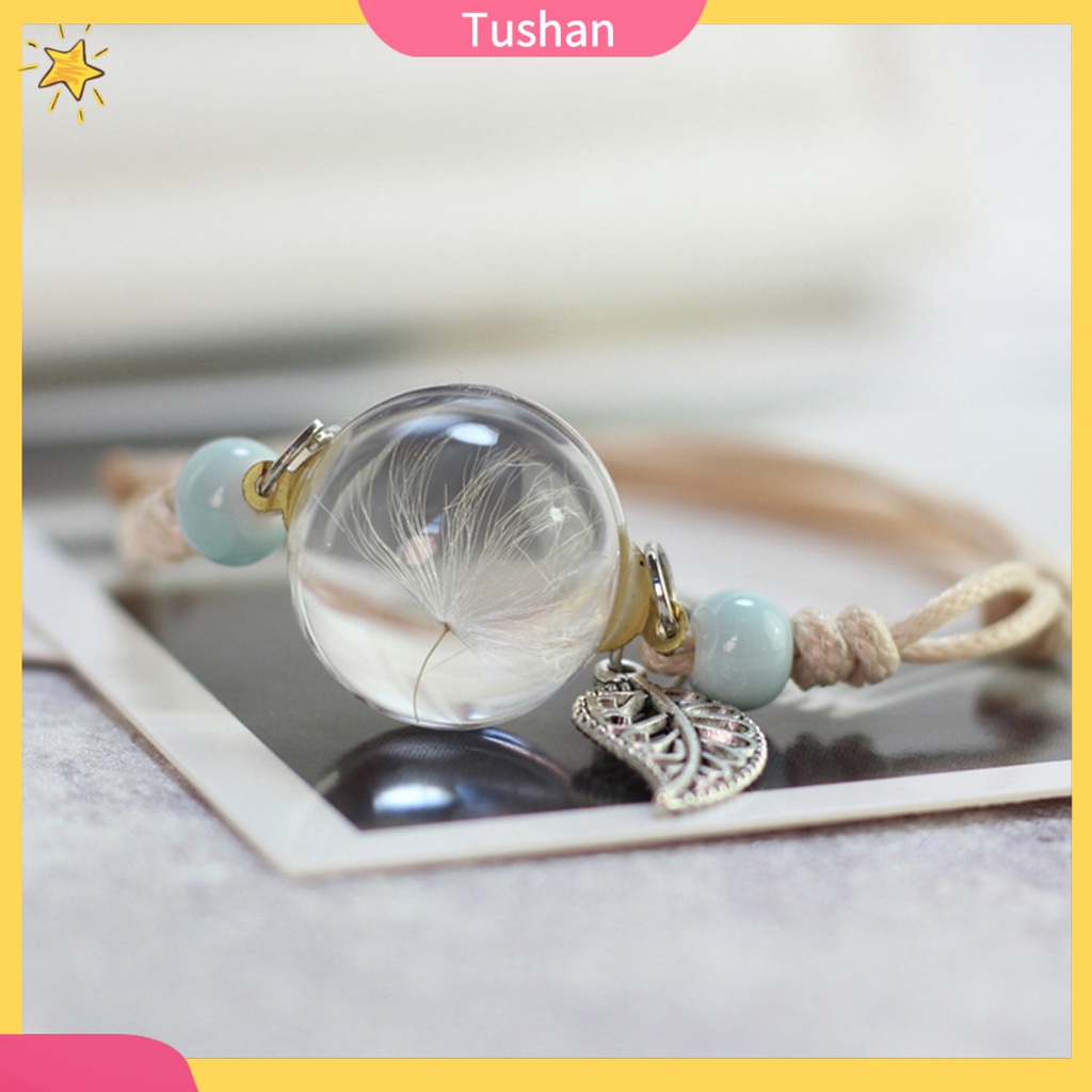 Vòng tay mặt hoa bồ công anh khô thời trang