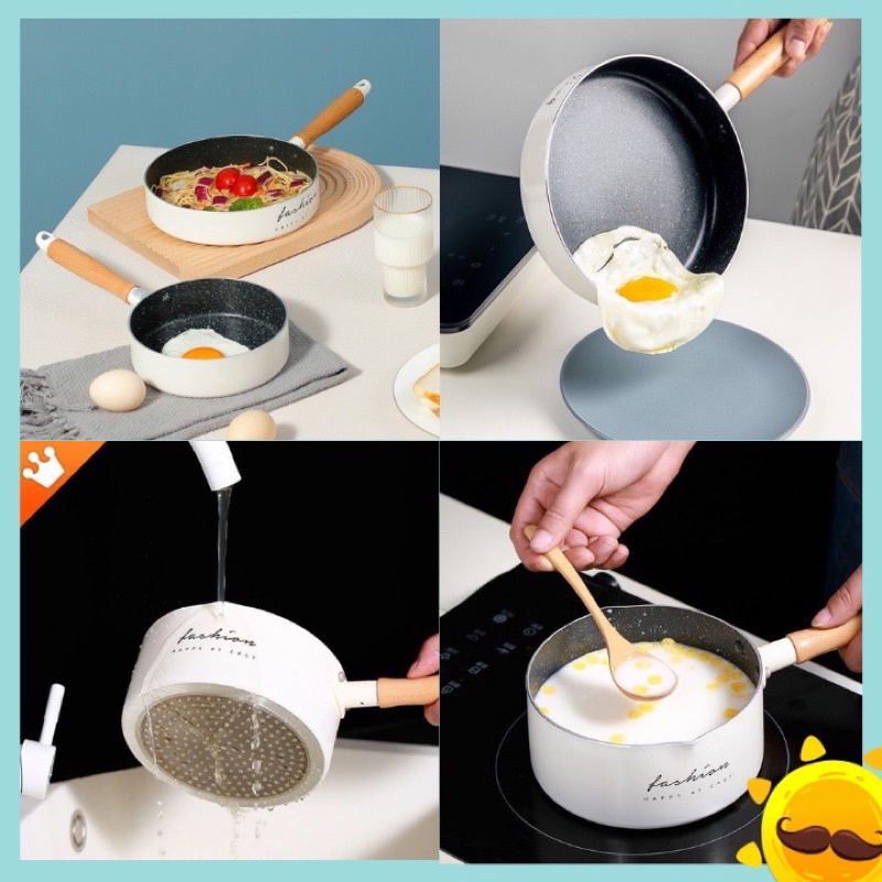 Bộ nồi chảo Fashion cao cấp xuất Hàn 16 cm kèm xửng hấp cho bé ăn dặm