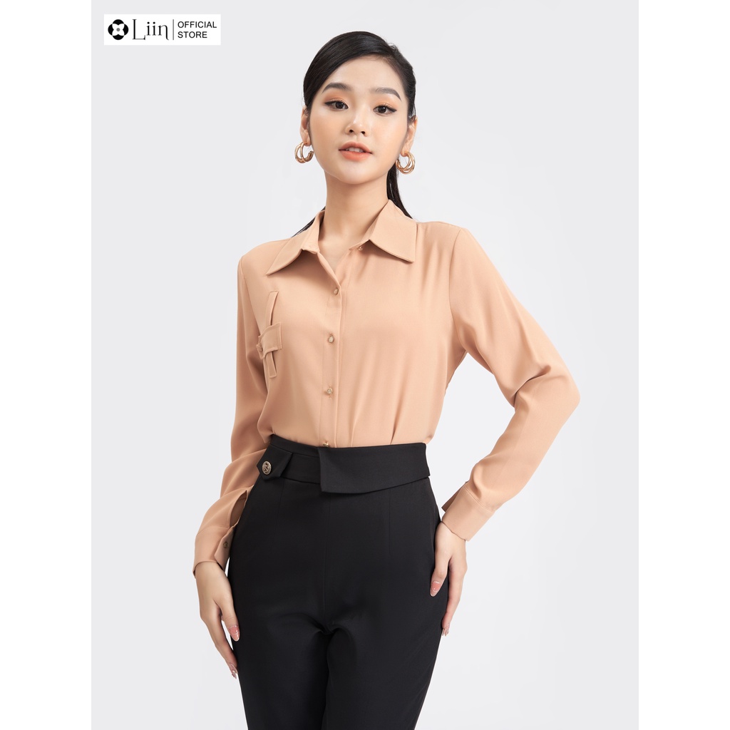 Áo sơ mi Linbi cao cấp kiểu dáng công sở basic chất vải đũi kiểu dáng trẻ trung, thanh lịch liin clothing SM3915