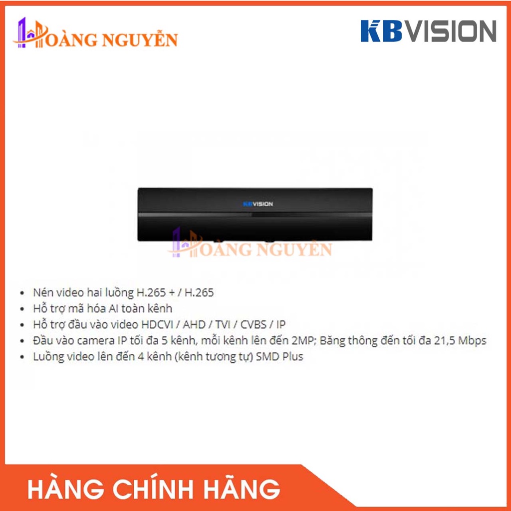 [NHÀ PHÂN PHỐI] Đầu ghi hình 4 kênh 5 in 1 KBVISION KX-7104Ai - Công Nghệ Hoàng Nguyễn.