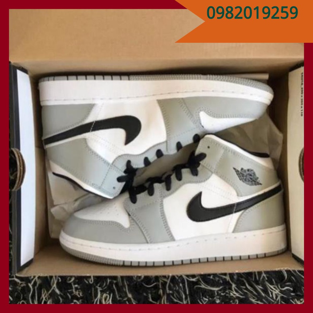 Giày sneakerFREESHIP Jordan 1 grey/white, Giày Jd1 xám cổ cao