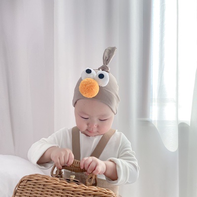 Mũ cotton trùm đầu họa tiết mắt chim đáng yêu Mimo Baby cho bé 0-12m