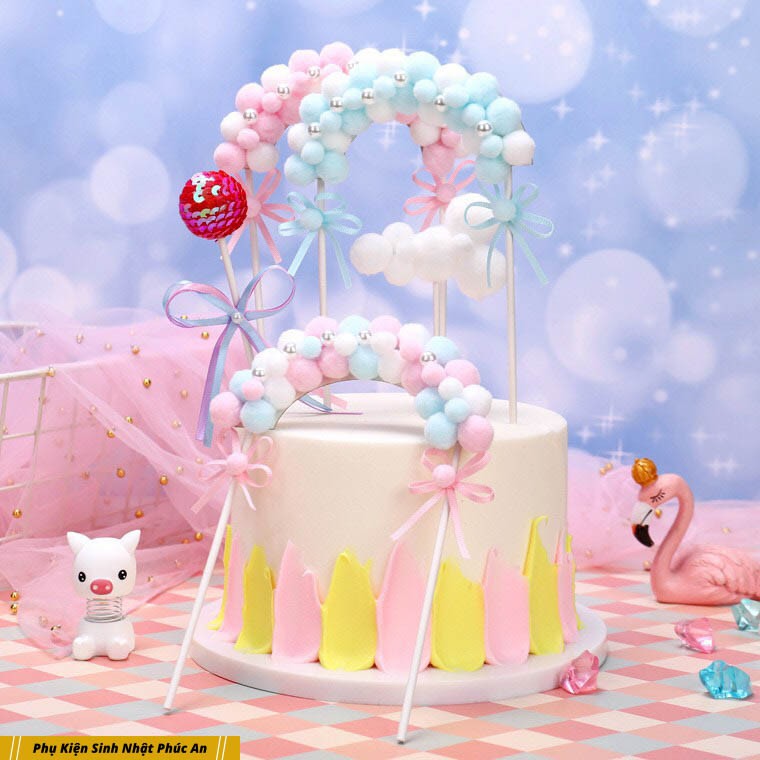 Cổng Bông Trang Trí Bánh Kem Mừng Sinh Nhật HPBD