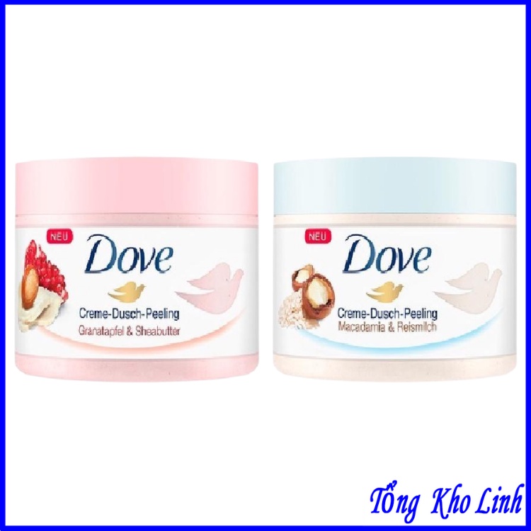 Combo Tẩy Da Chết Toàn Thân DOVE Exfoliating Body Polish - Chiết xuất Macca & Sữa Hạt, Lựu & Bơ Hạt Mỡ
