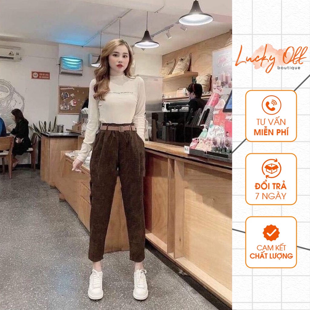 Quần baggy nhung hai màu không kèm đai sang chảnh - LK030