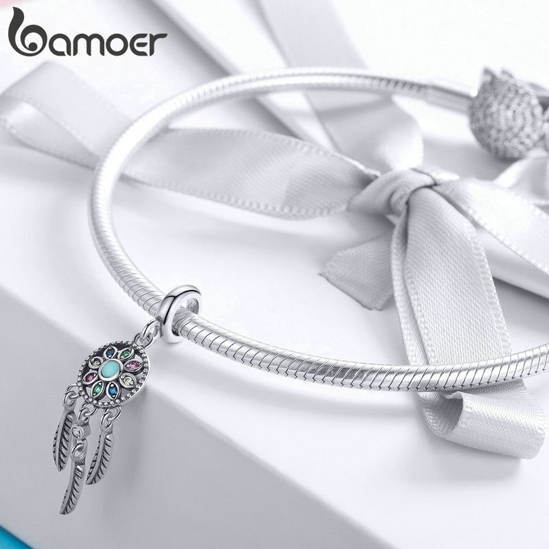 Hạt charm Bamoer hình Dreamcatcher phối đá độc đáo