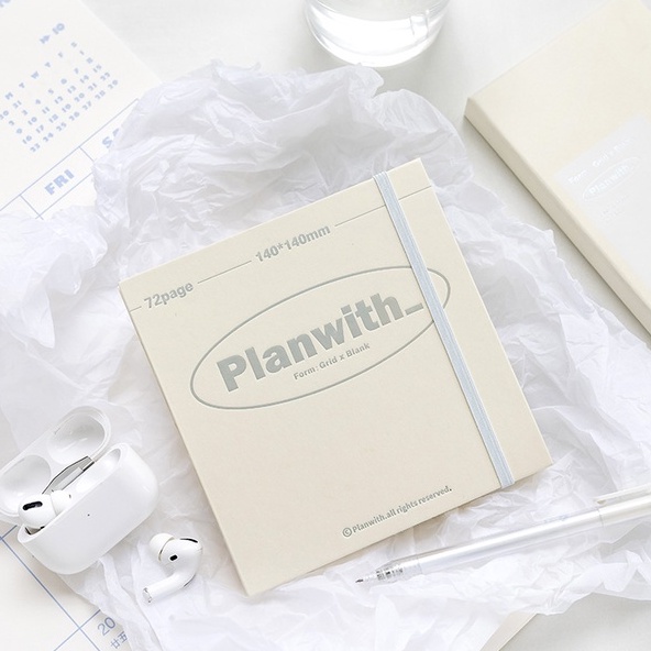 Sổ May Gáy PLANWITH Giấy 100Gsm Thương hiệu RosyPosy Form Vuông