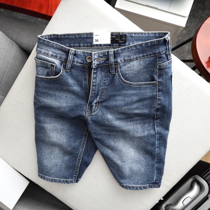 Quần short jean nam cao cấp chất bò co giãn vận động thoải mái