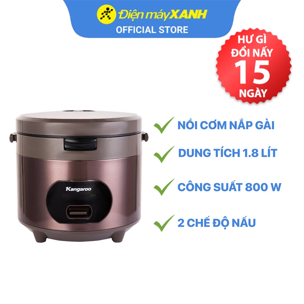 [Mã ELHADEV giảm 4% đơn 300K] Nồi cơm nắp gài Kangaroo KG18R2 1.8 lít