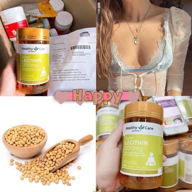 Mầm đậu nành Healthy Care Super Lecithin 1200mg Chính Hãng 100% - 100 viên Úc