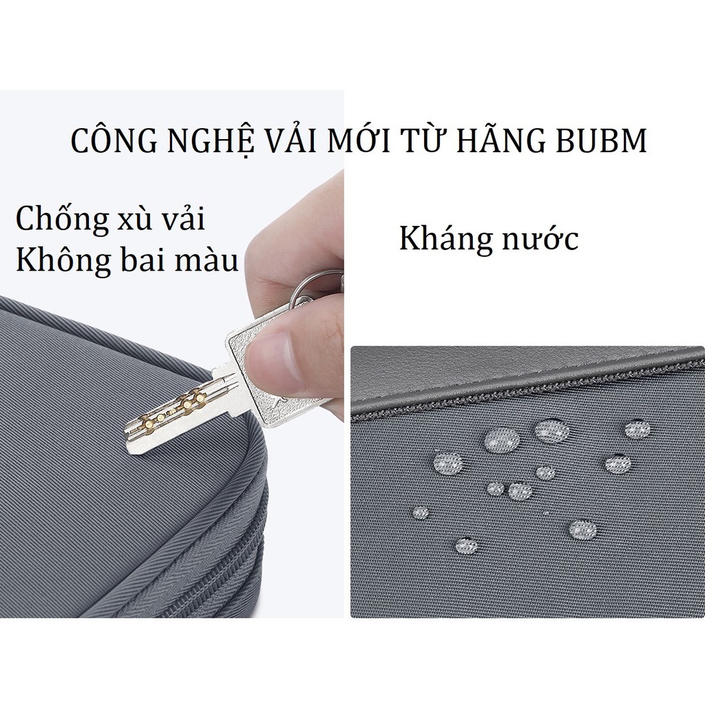Túi đựng điện thoại pin dự phòng chất liệu vải mới và da PU 1 ngăn BUBM CDB-XW