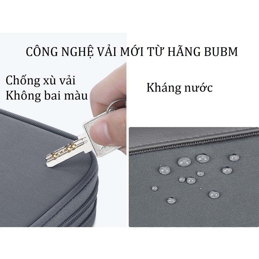 Túi đựng điện thoại pin dự phòng chất liệu vải mới và da PU 1 ngăn BUBM CDB-XW