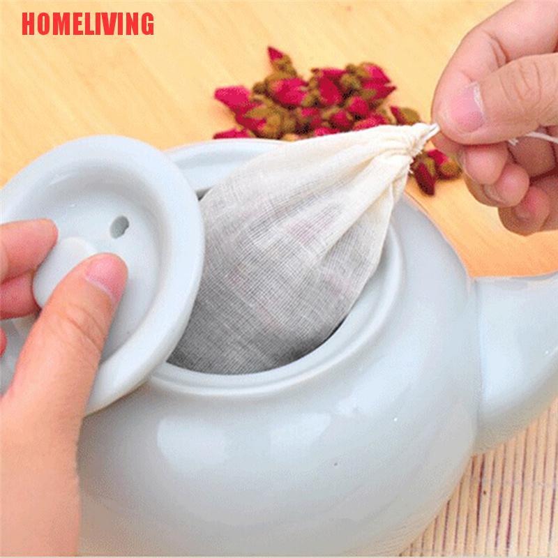 Set 10 Túi Lọc Trà Dây Rút 8x10cm Bằng Cotton Muslin Tái Sử Dụng Tiện Lợi