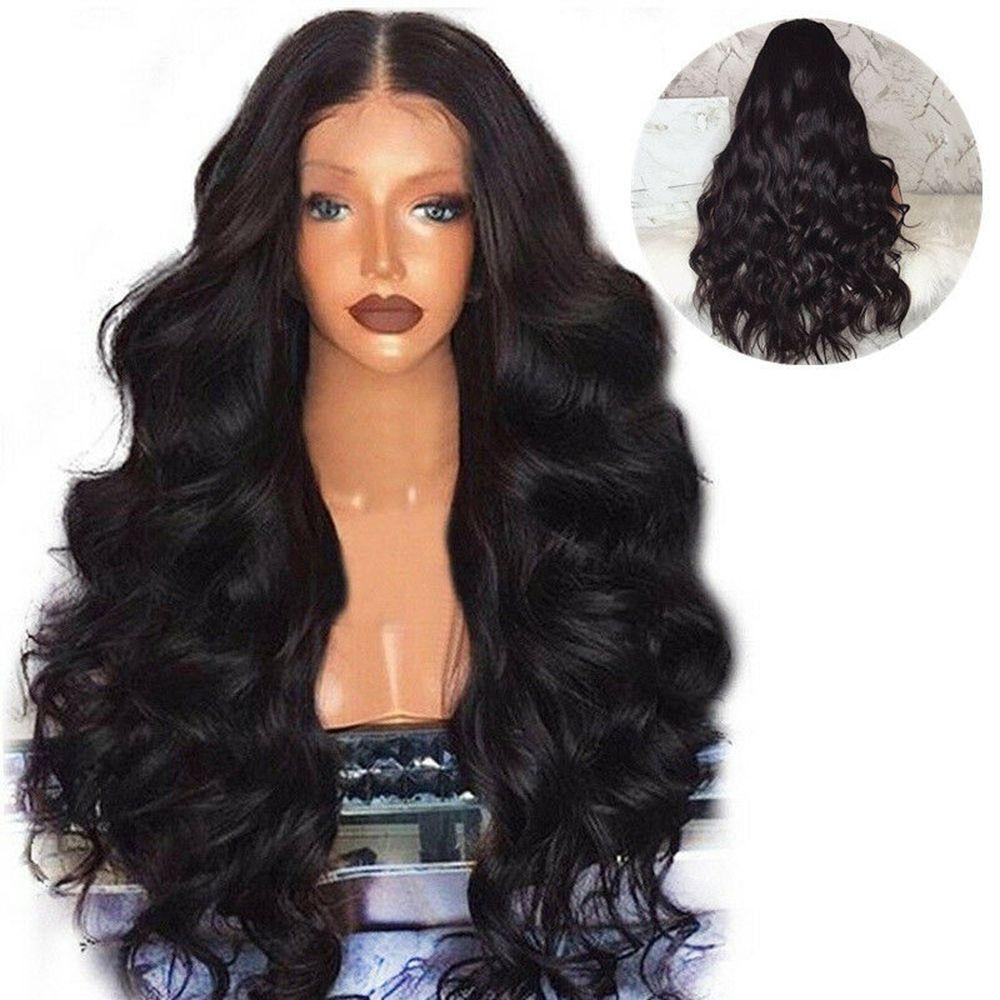 JARRED Bộ Tóc Giả Dài Xoăn Màu Đen Từ Sợi Tổng Hợp Dành Cho Nữ