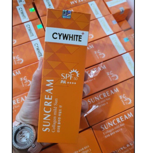 Kem chống Cywhite suncream collagen sun Spf 50+ PA++++ 100ml nâng tông