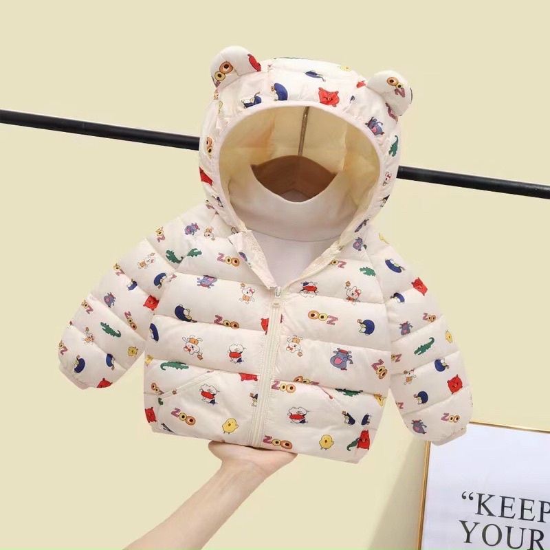 Áo Khoác Trẻ Em , Áo Phao Gấu Siêu Nhẹ Cho Bé Yêu 8-21kg