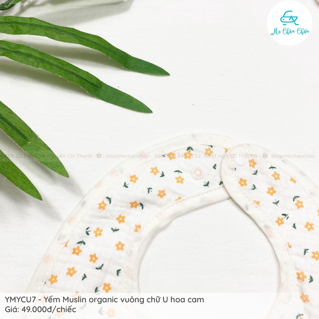 Yếm Yume Xô Muslin Organic Vuông Chữ U