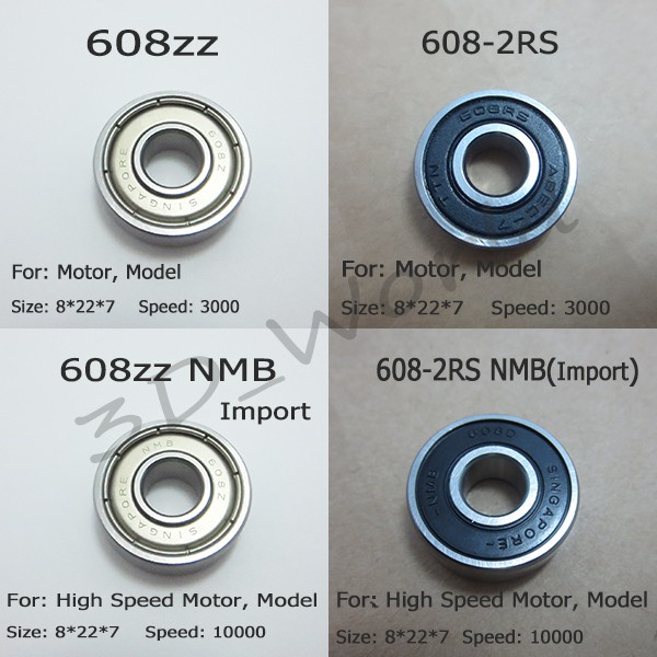 Set 5 Vòng Bi Rãnh Sâu ABEC-7 608ZZ 608z 2RS NMB 8X22X7 mm 608 ZZ Cho Máy In 3D CNC