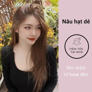 Thuốc Nhuộm Tóc Nâu Hạt Dẻ tặng kèm oxy trợ nhuộm và gang tay