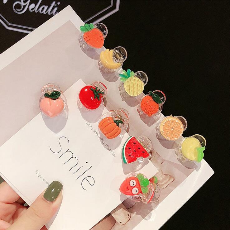 Kẹp tóc mini trong suốt hình trái cây dễ thương