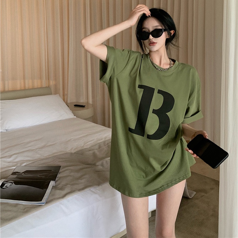 Áo Thun Tay Ngắn Dáng Rộng In Chữ Đơn Giản Trẻ Trung Hợp Thời Trang