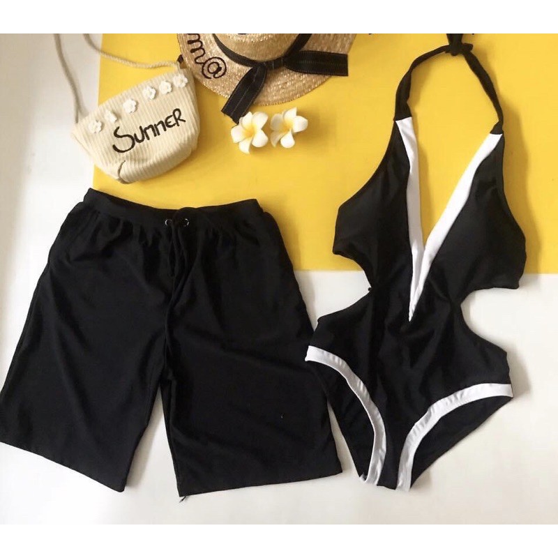 Bikini 1 mảnh body cắt eo trắng đen | BigBuy360 - bigbuy360.vn