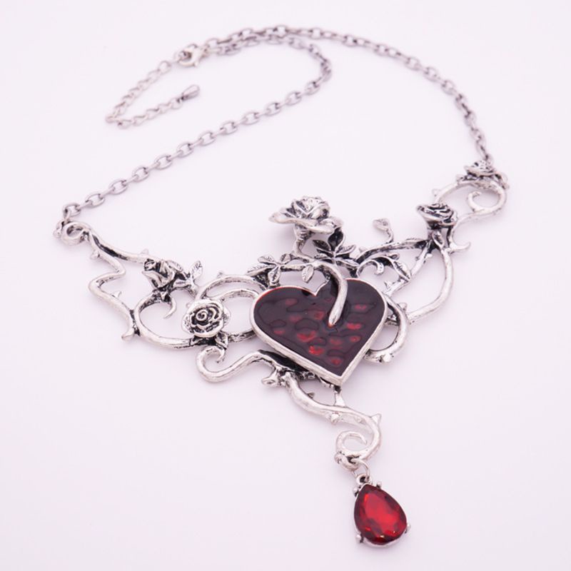 Vòng cổ choker đính kim cương giả màu đỏ phong cách Gothic Victorian Punk quà tặng cho tiệc chiều cocktail Halloween