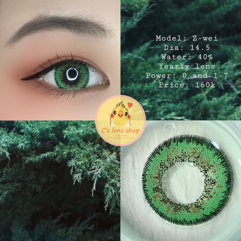 < CÓ SẴN > Lens mẫu Z-wei màu XANH LÁ, cận 0-8 [ KHÔNG BÁN LỆCH ĐỘ ]