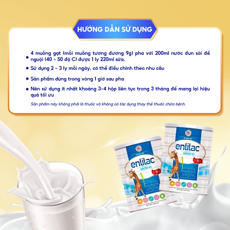 Sữa Bột Cho Bé Giúp Tăng Chiều Cao, Phát Triển Trí Thông Minh ENLILAC Grow IQ 400-900g/Hộp