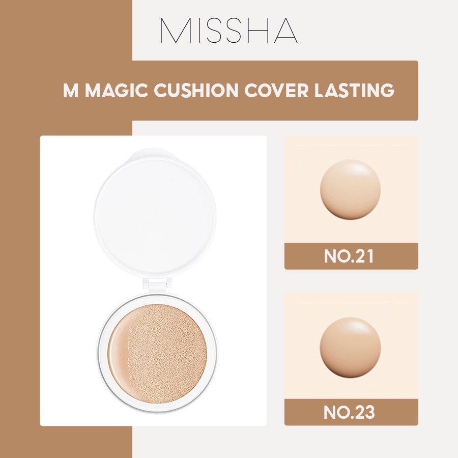 Combo Phấn Nước Che Phủ Hoàn Kiềm Dầu Missha M Magic Cushion Cover Lasting SPF50+/PA+++ 15g và Lõi thay thế Refill | BigBuy360 - bigbuy360.vn