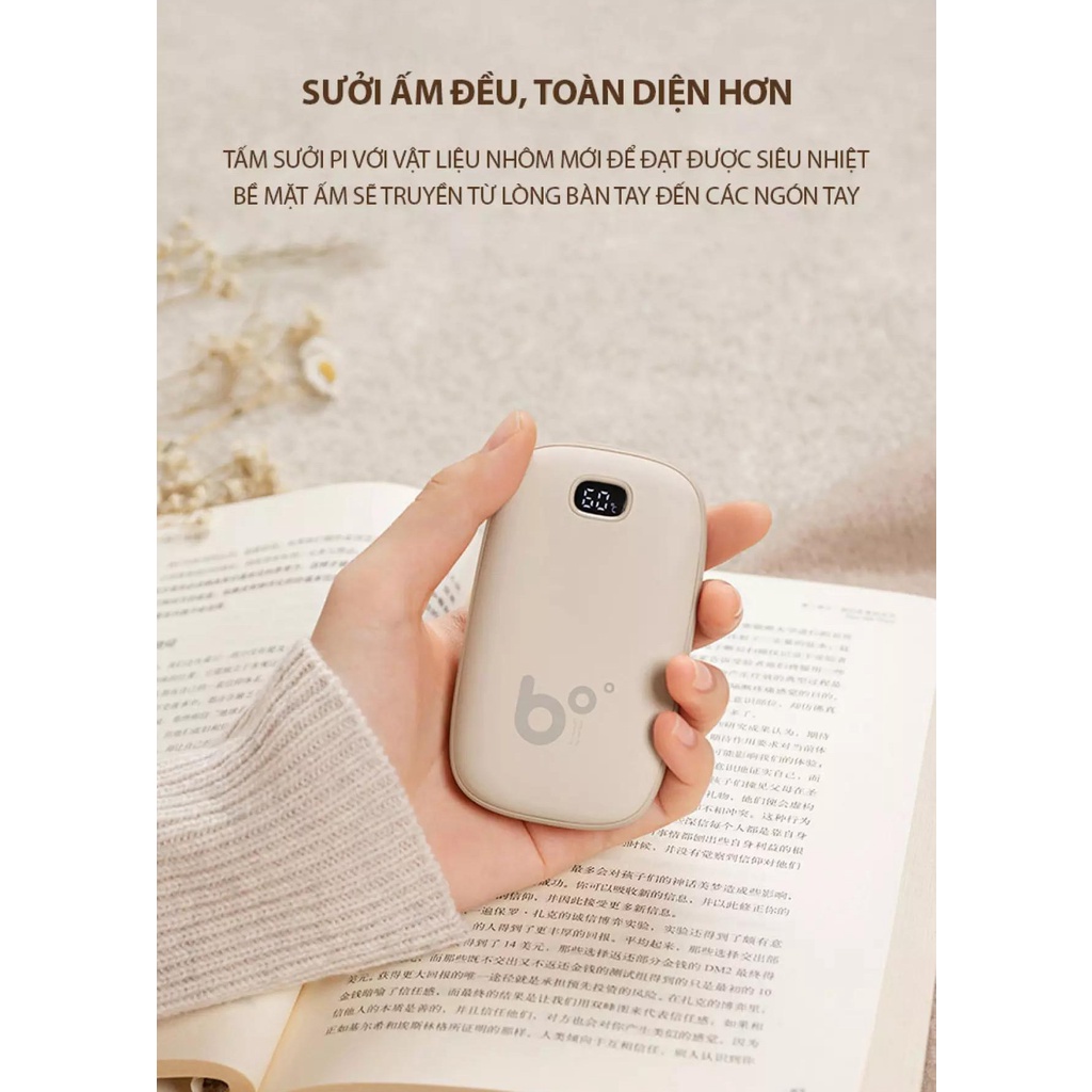 Sạc Dự Phòng Đa Năng Jisulife kiêm Máy Sưởi Ấm Mini Cầm Tay Đáng Yêu NS02 - Món Quà Mùa Đông Tuyệt Vời Dành Cho Bạn Gái.