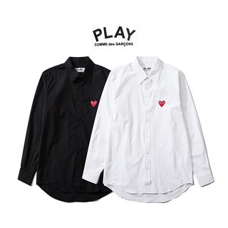 Áo sơ mi nam nữ CDG PLAY Thêu Logo Áo thun dài tay Áo Cotton