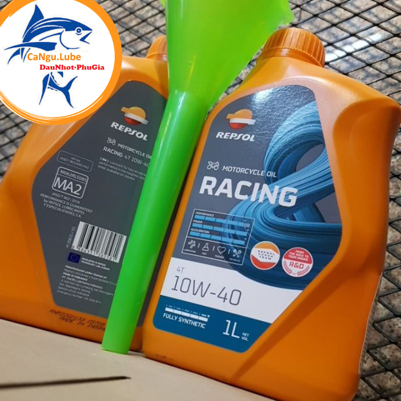 Nhớt Repsol racing 10w40 tổng hợp 100% tặng kèm phiễu nhớt