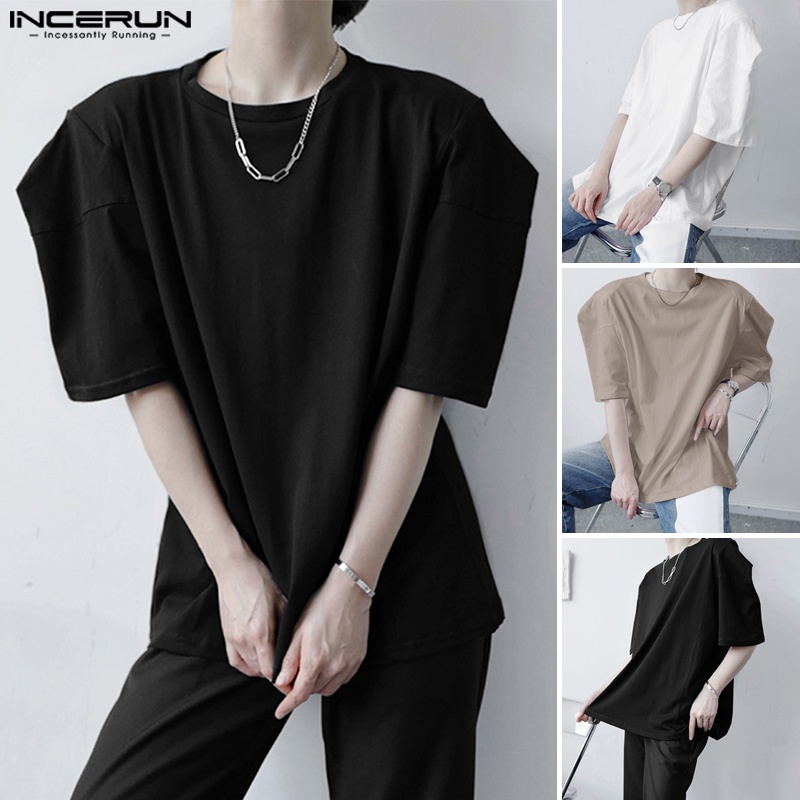 Áo thun incerun tay phồng ngắn cổ tròn dáng rộng sành điệu cho nam