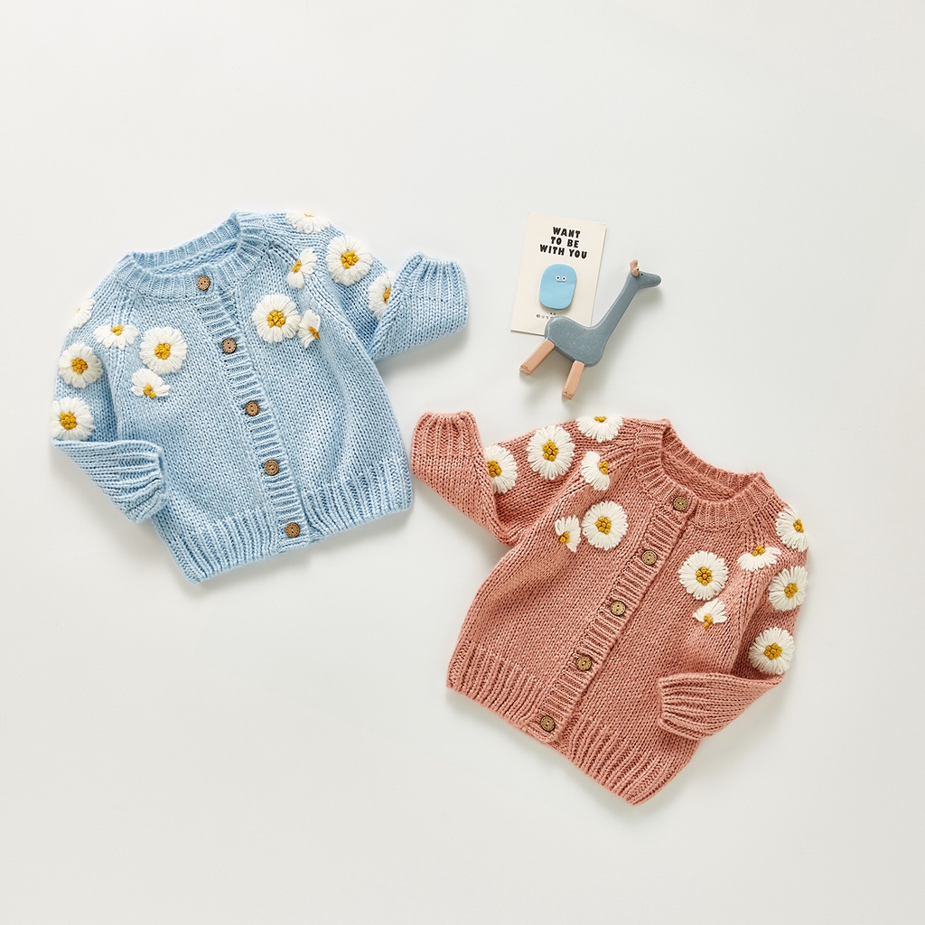 Áo Khoác Cardigan Tay Dài Thêu Họa Tiết Hoa Cúc Phong Cách Âu Mỹ Thời Trang Cho Bé 0094