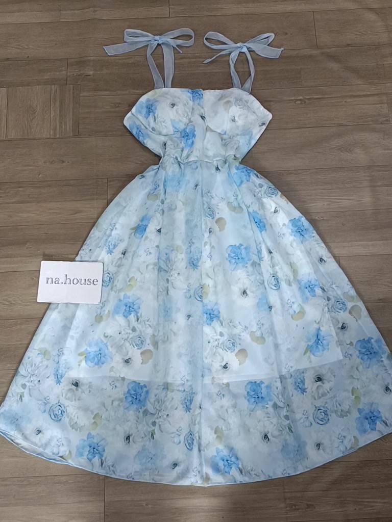 ĐẦM HOA XANH HAI DÂY ĐI BIỂN ĐI CHƠI XINH XẮN NAHOUSE VÁY DÁNG XÒE CỘT NƠ VAI THIẾT KẾ VOAN HAI LỚP ĐẸP VÀ SANG TRỌNG | BigBuy360 - bigbuy360.vn