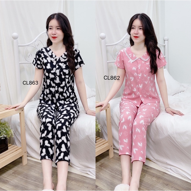 Đồ bộ mặc nhà cổ phối ren siêu xinh. Chất mềm mịn, không nhăn nhau
