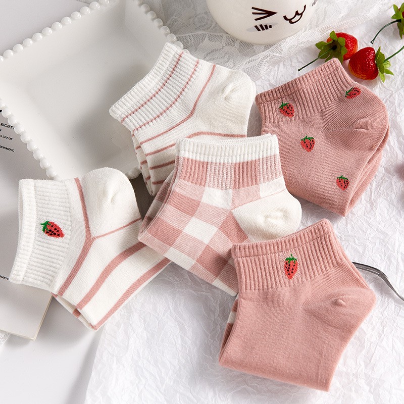 Set 5 Đôi Tất/ Vớ Cổ Ngắn Siêu Bánh Bèo Dành Cho Nữ