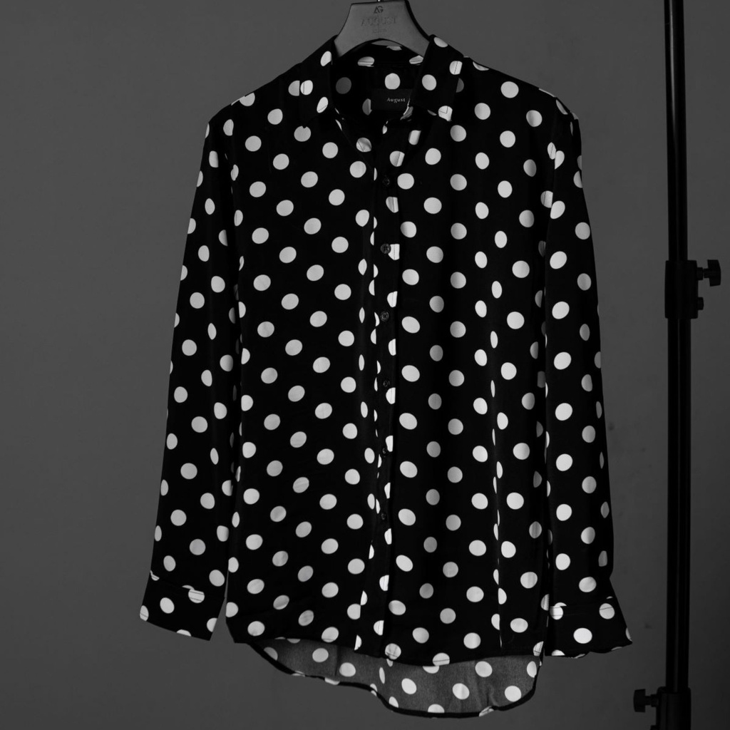 Áo sơ mi nam dài tay chấm bi to SUPER POLKA DOT August chính hãng, lỗi 1 đổi 1.