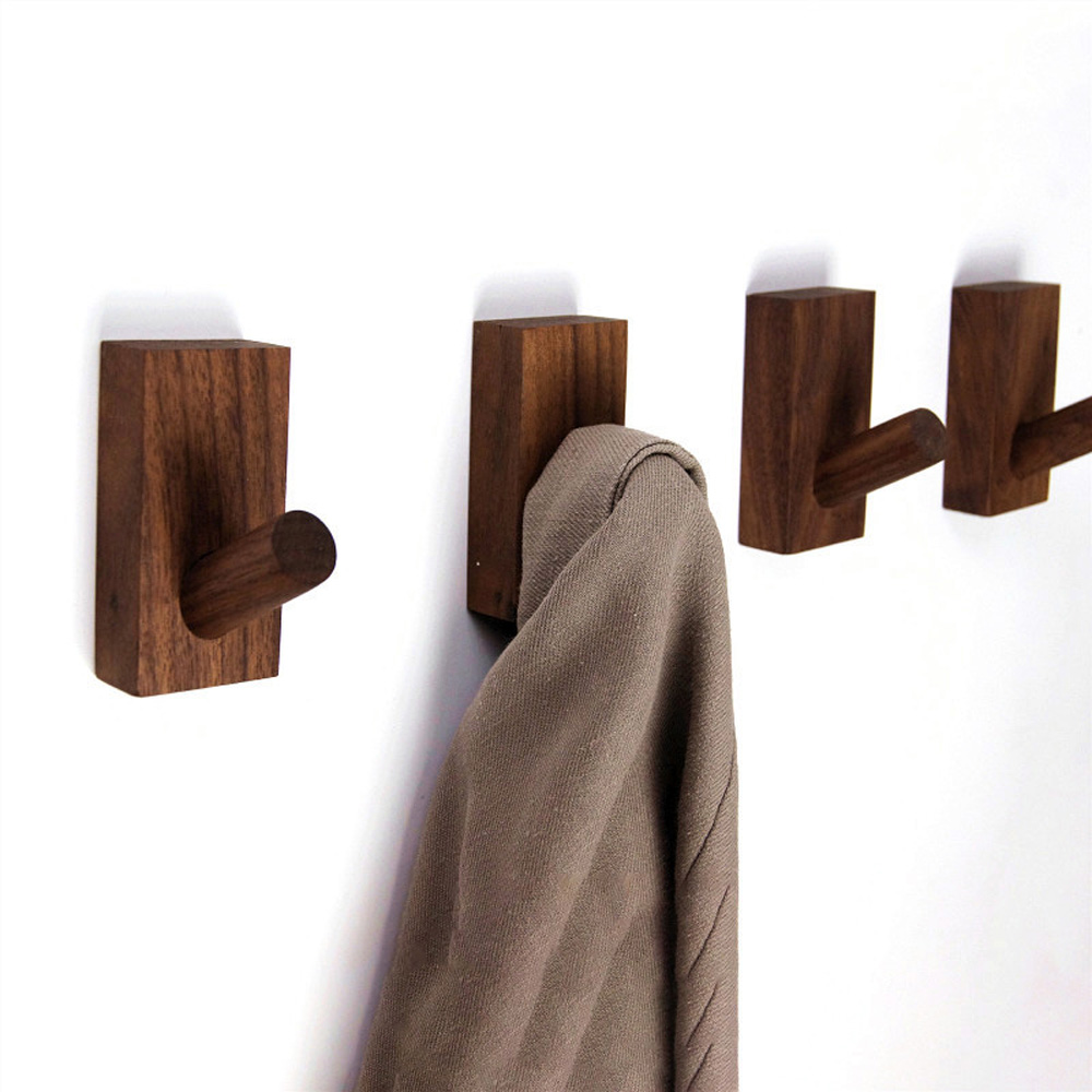Móc treo quần áo khăn choàng cổ nón chìa khóa gắn tường bằng gỗ tự nhiên tiện lợi