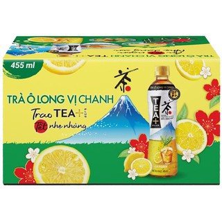 Lốc 6 chai trà ô long Tea Plus vị chanh 455ml