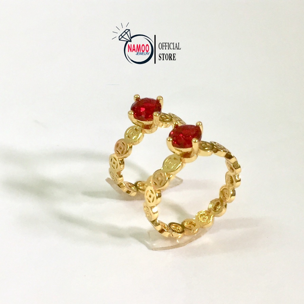 Nhẫn Đính Đá Đỏ Nữ Mạ Vàng N028 Namoo Jewelry
