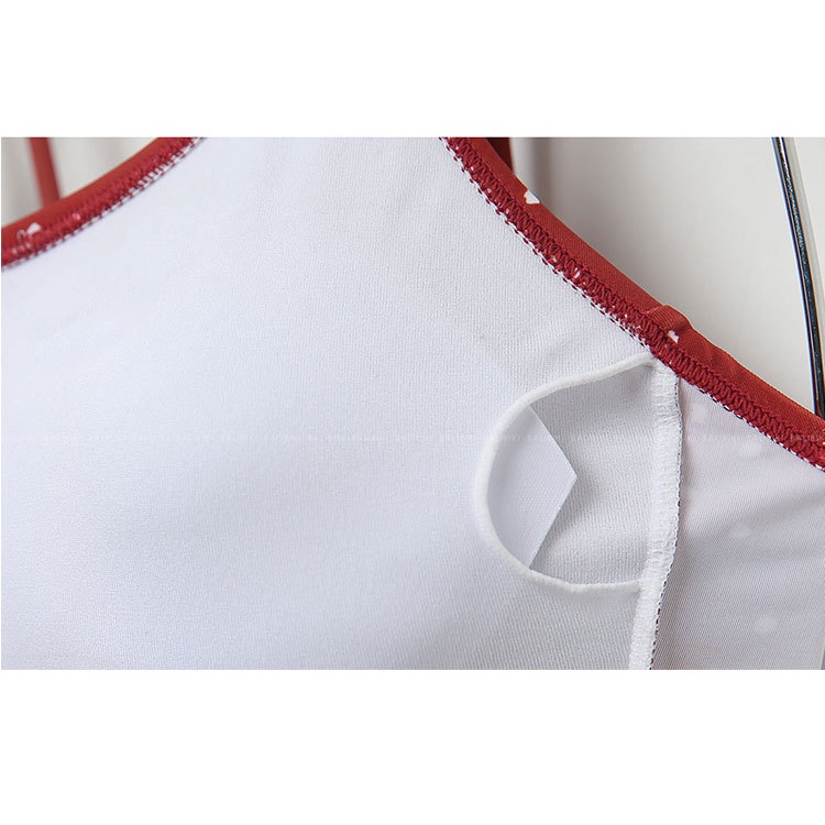 Đồ Bơi Nữ Bikini Hàn Quốc Mới Nhất 2021(Video Thật) 2 Mảnh Có Mút Lót Ngực Màu Đỏ Chấm Bi Cạp Cao Basic Swimwear | BigBuy360 - bigbuy360.vn