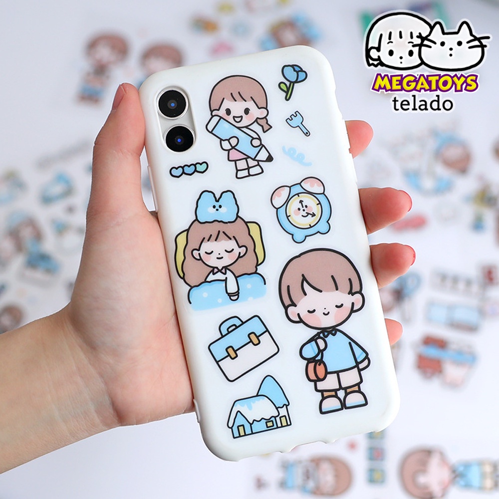 Sticker chính hãng Telado - Cô gái và bé thỏ  chống nước